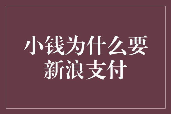 小钱为什么要新浪支付