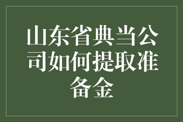 山东省典当公司如何提取准备金