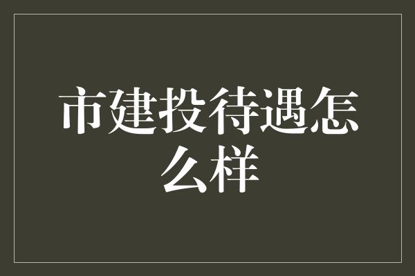 市建投待遇怎么样