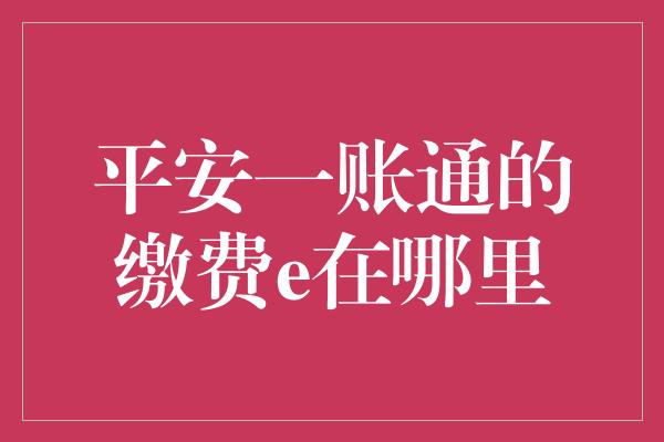 平安一账通的缴费e在哪里