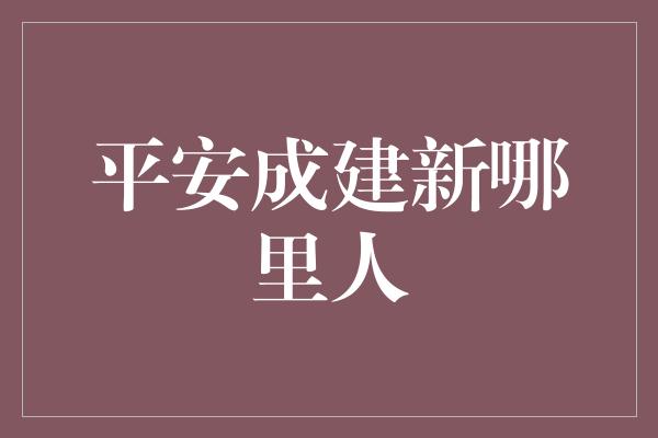 平安成建新哪里人