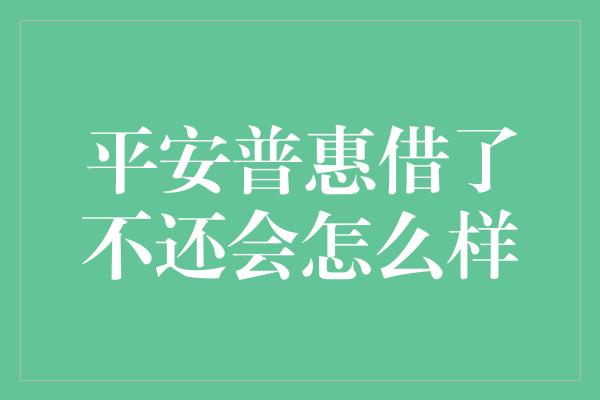 平安普惠借了不还会怎么样