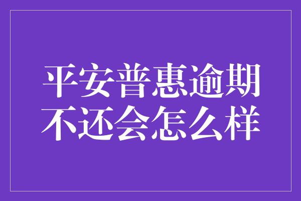 平安普惠逾期不还会怎么样