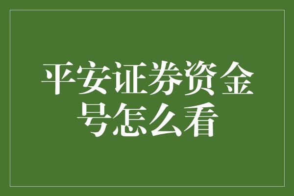 平安证券资金号怎么看