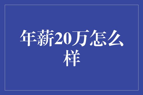 年薪20万怎么样