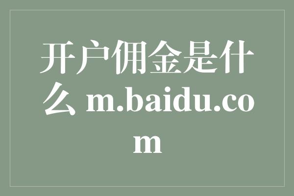 开户佣金是什么 m.baidu.com