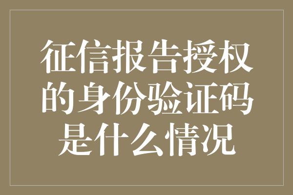 征信报告授权的身份验证码是什么情况