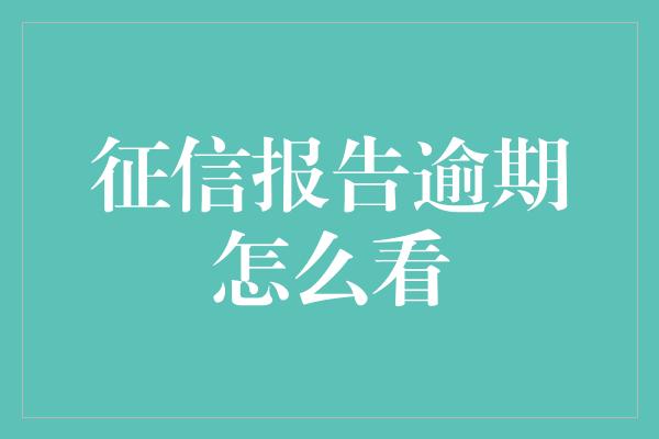 征信报告逾期怎么看