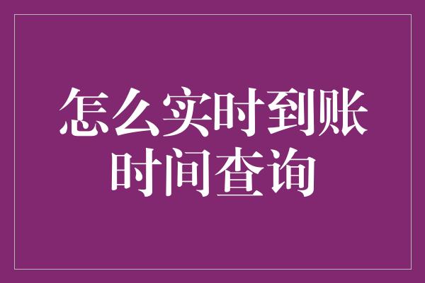 怎么实时到账时间查询