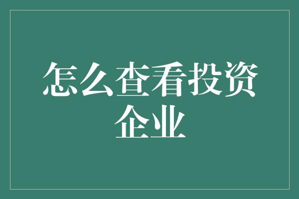 怎么查看投资企业