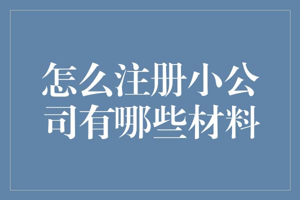 怎么注册小公司有哪些材料