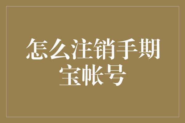 怎么注销手期宝帐号