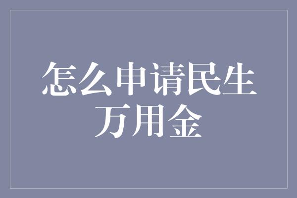 怎么申请民生万用金