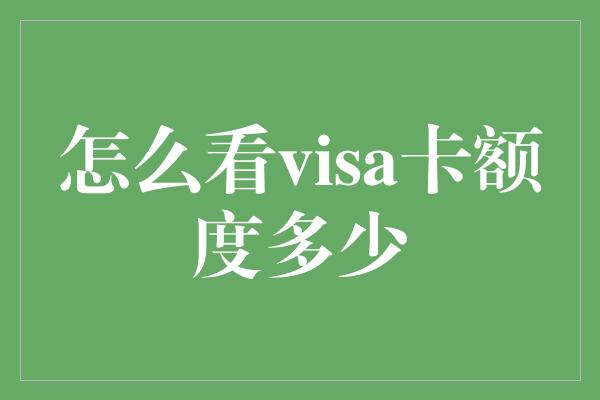 怎么看visa卡额度多少