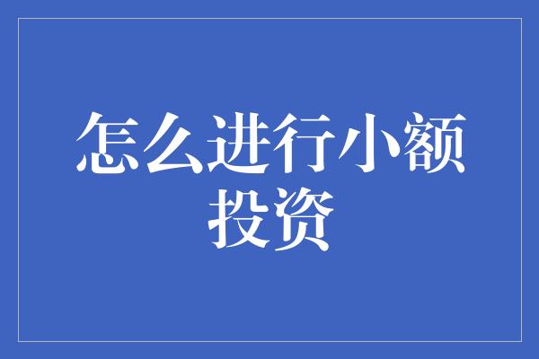 怎么进行小额投资