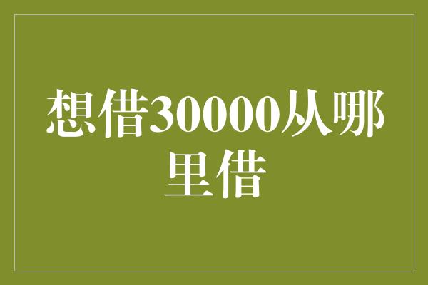 想借30000从哪里借