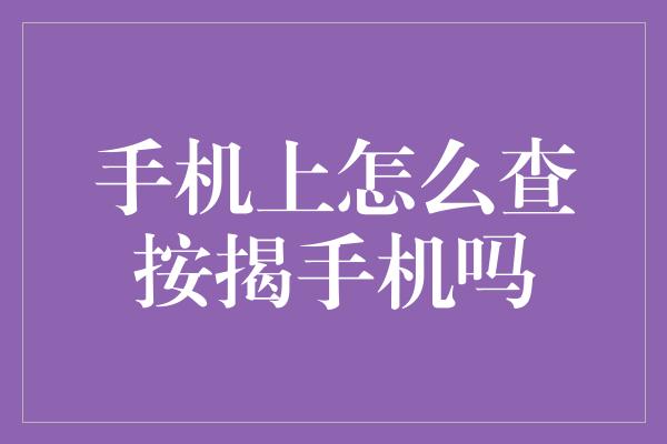 手机上怎么查按揭手机吗