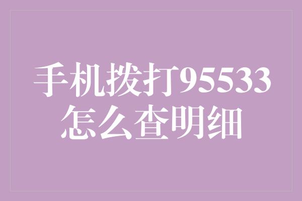 手机拨打95533怎么查明细