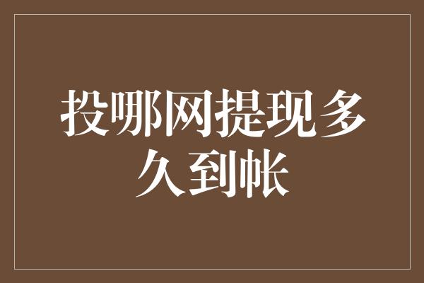 投哪网提现多久到帐