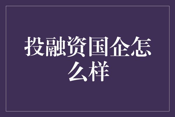 投融资国企怎么样