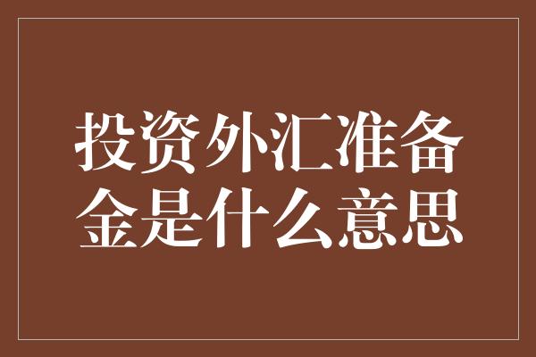 投资外汇准备金是什么意思