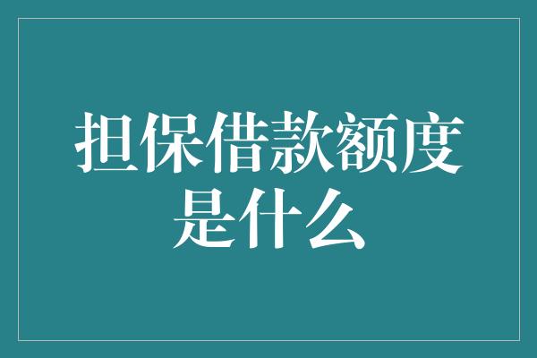 担保借款额度是什么