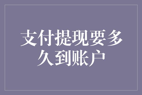 支付提现要多久到账户