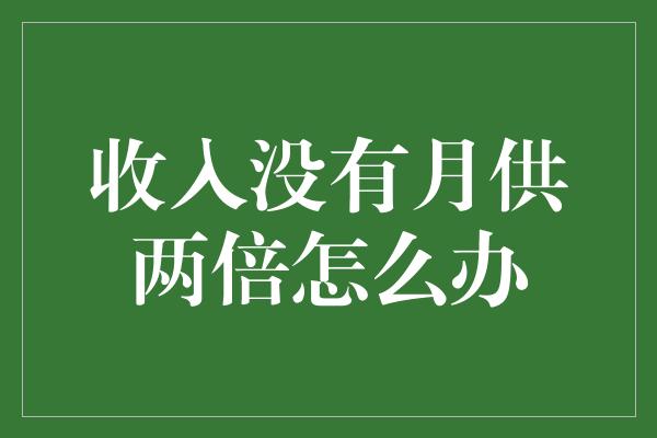 收入没有月供两倍怎么办