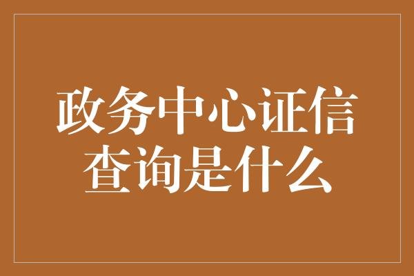 政务中心证信查询是什么