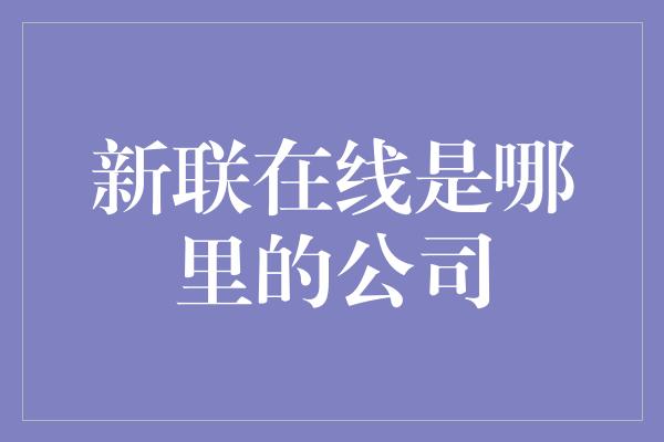 新联在线是哪里的公司