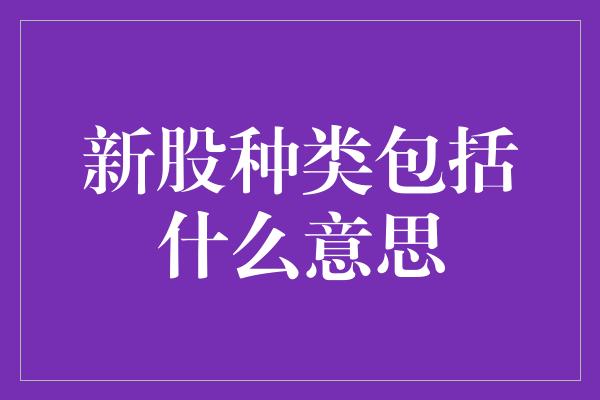 新股种类包括什么意思