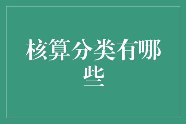 核算分类有哪些