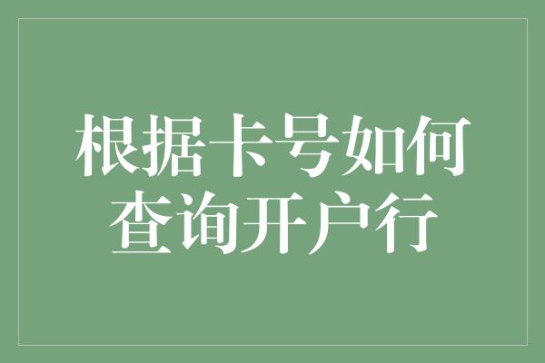 根据卡号如何查询开户行