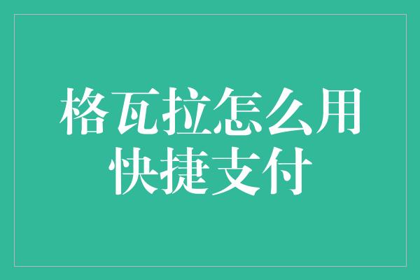 格瓦拉怎么用快捷支付