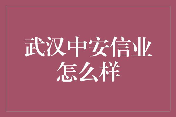 武汉中安信业怎么样