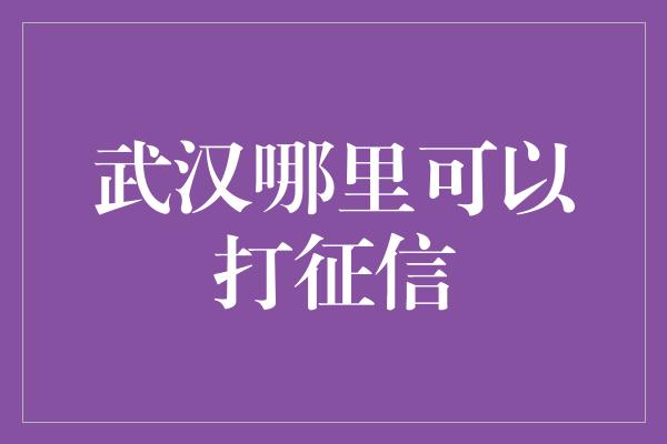 武汉哪里可以打征信