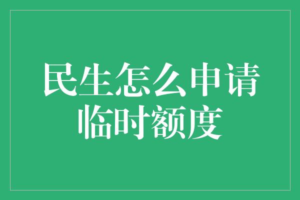 民生怎么申请临时额度