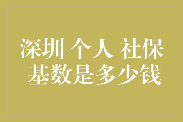 深圳 个人 社保 基数是多少钱