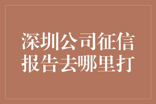 深圳公司征信报告去哪里打