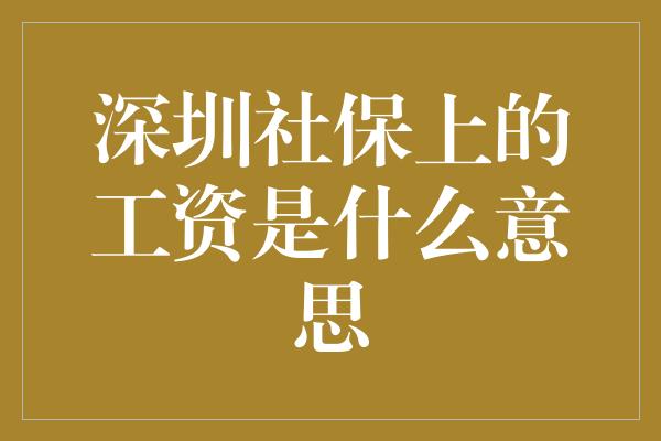 深圳社保上的工资是什么意思