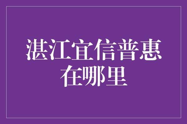 湛江宜信普惠在哪里