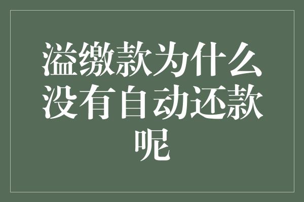 溢缴款为什么没有自动还款呢