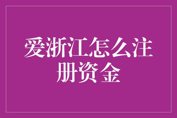 爱浙江怎么注册资金