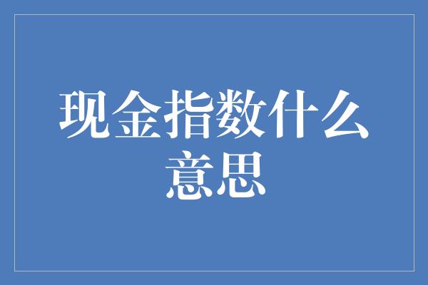 现金指数什么意思