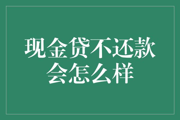 现金贷不还款会怎么样