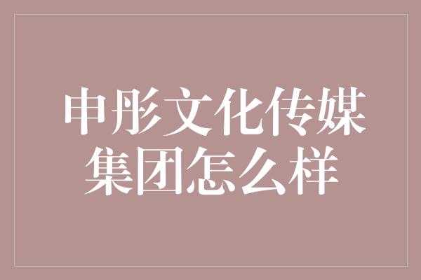 申彤文化传媒集团怎么样