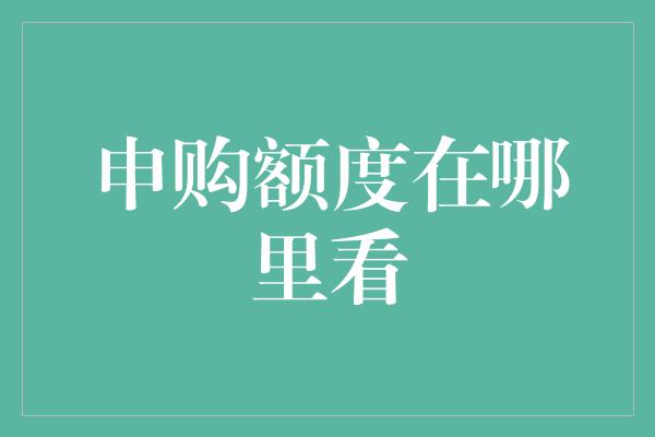 申购额度在哪里看