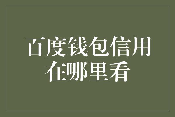 百度钱包信用在哪里看