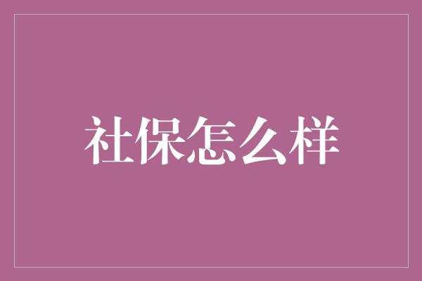 社保怎么样