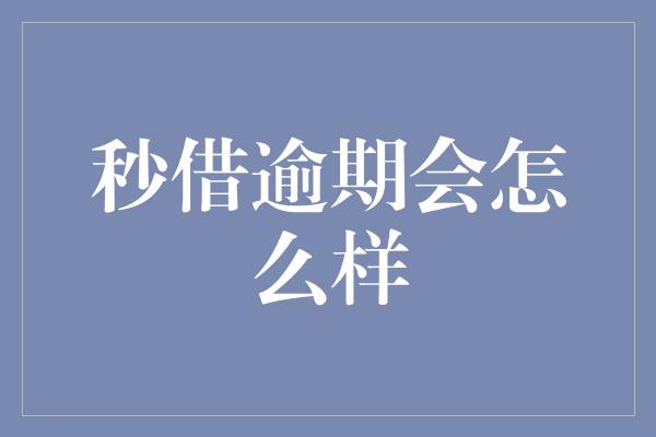 秒借逾期会怎么样